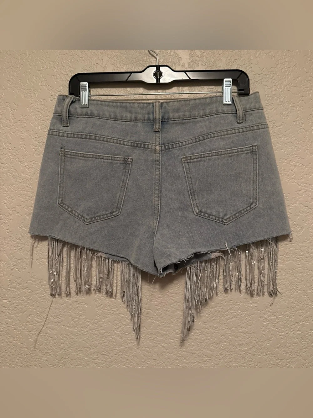 Studded Fringe Denim Shorts